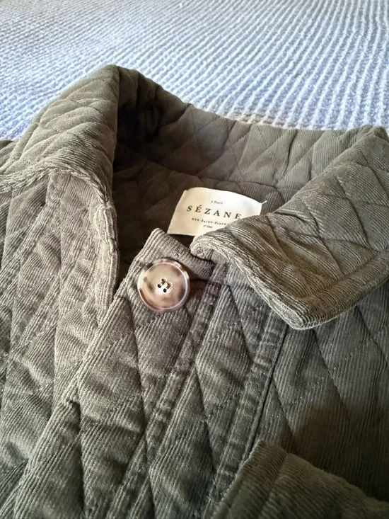 Sezane Will Quilted Olive Utility Jacket - Medium - Picture 2 of 6